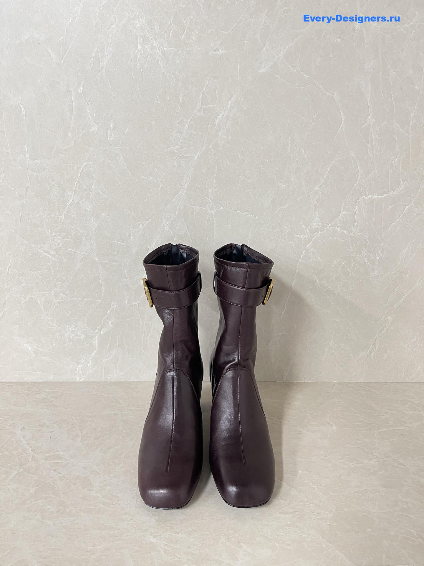 Miu Miu Burgundy Leather Biker Boots