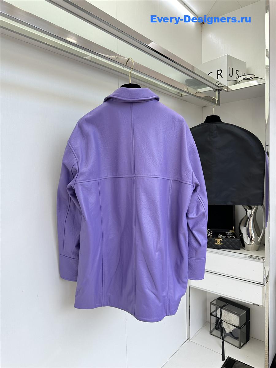 H**me5 long purple leather jacket