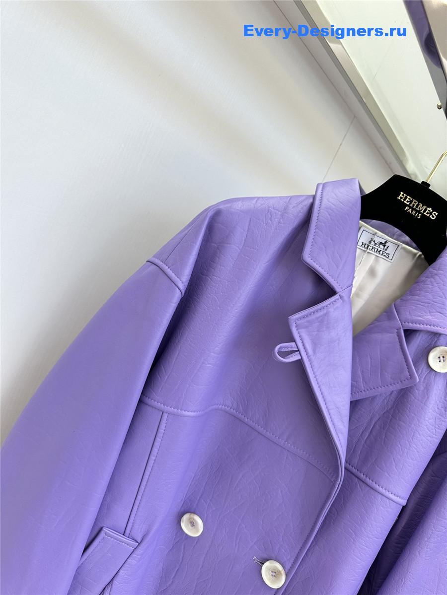 H**me5 long purple leather jacket