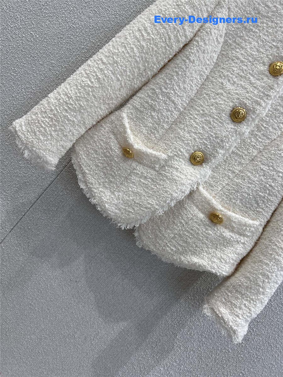 Balmain Collarless Tweed Jacket