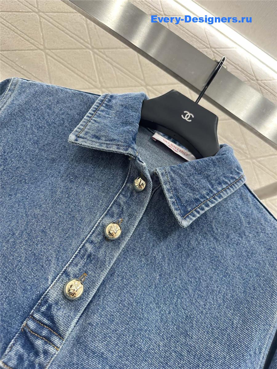 Va1e*ntin0 blue denim lapel dress