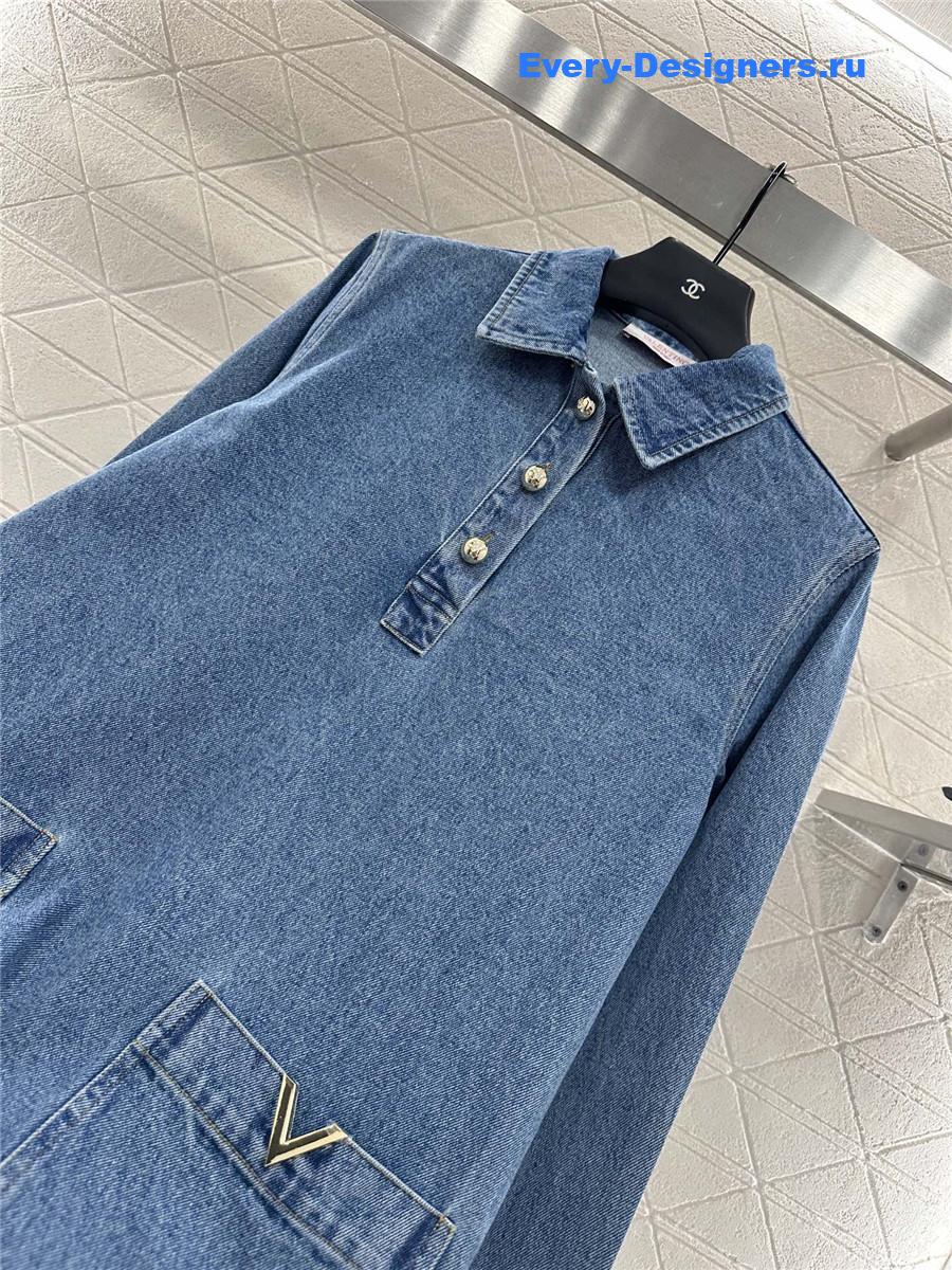 Va1e*ntin0 blue denim lapel dress