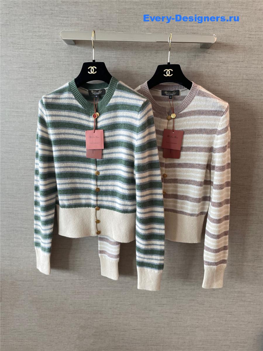 L0r0 P1ana pink fobello stripes cashmere  cardigan