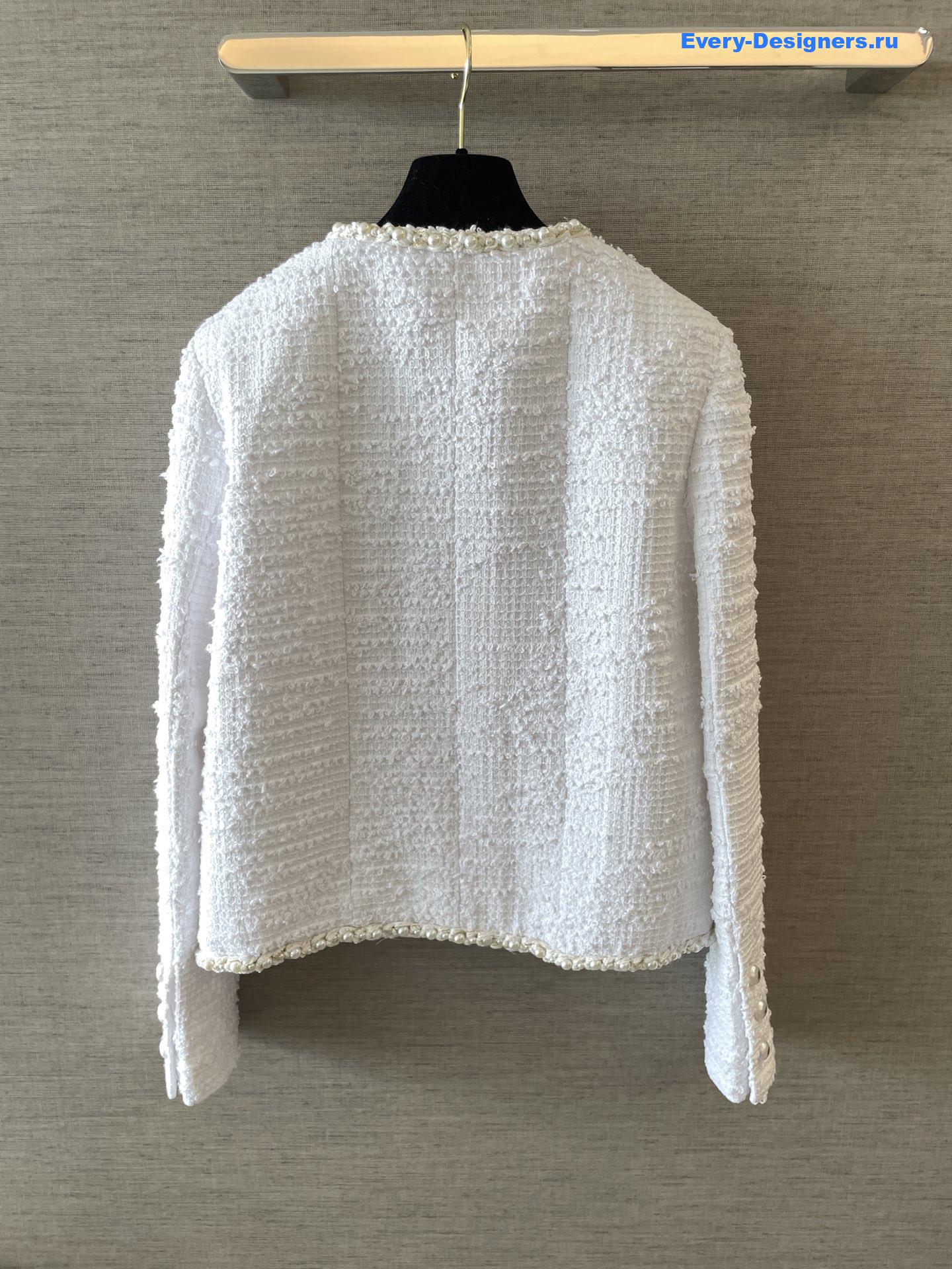 Ch**el white tweed pearl jacket