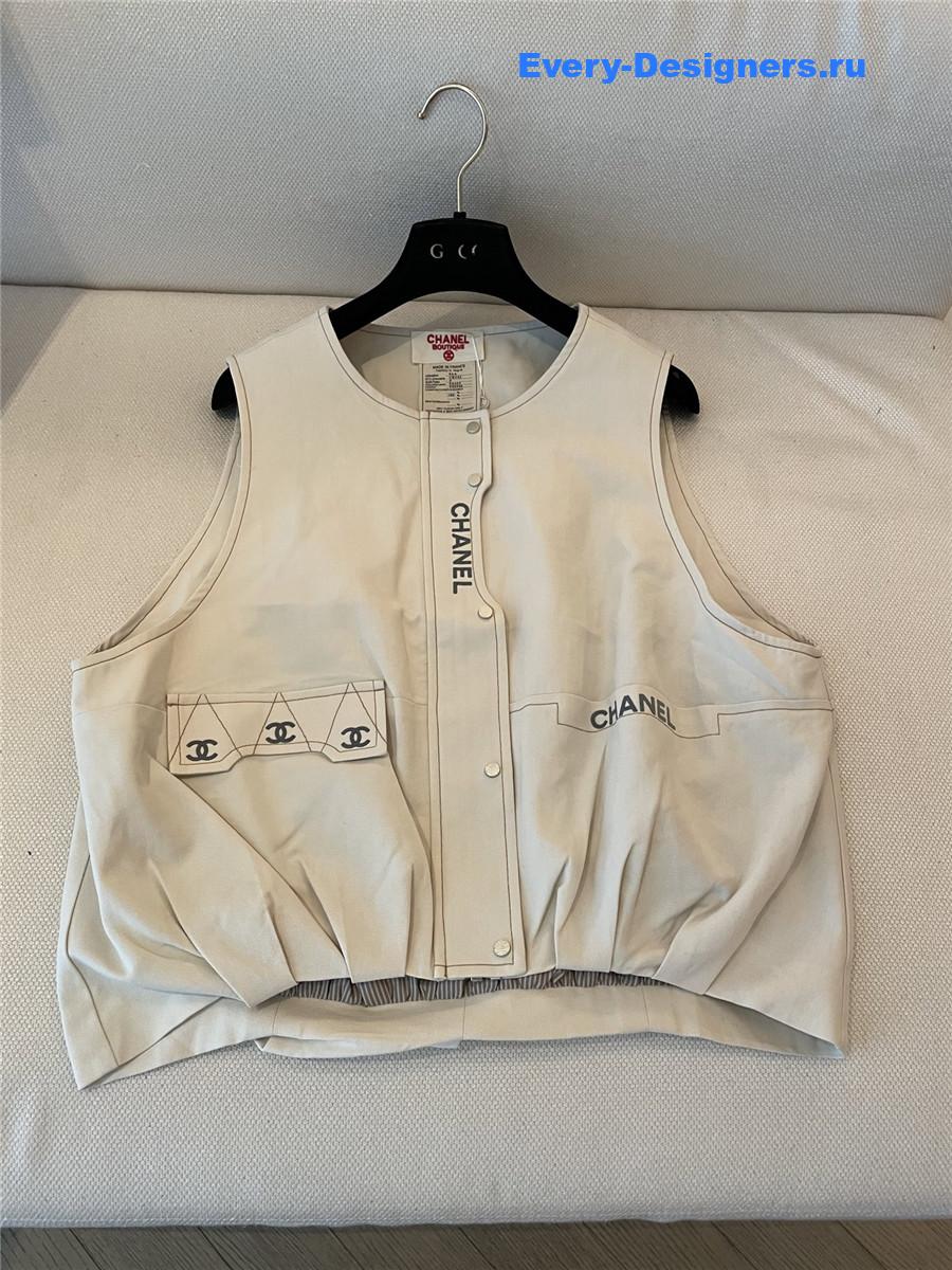 Ch**el cc beige vest top