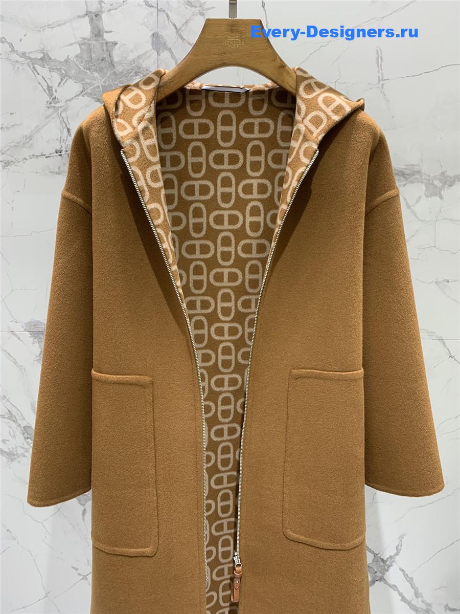 H**me5 brown double cashmere long coat