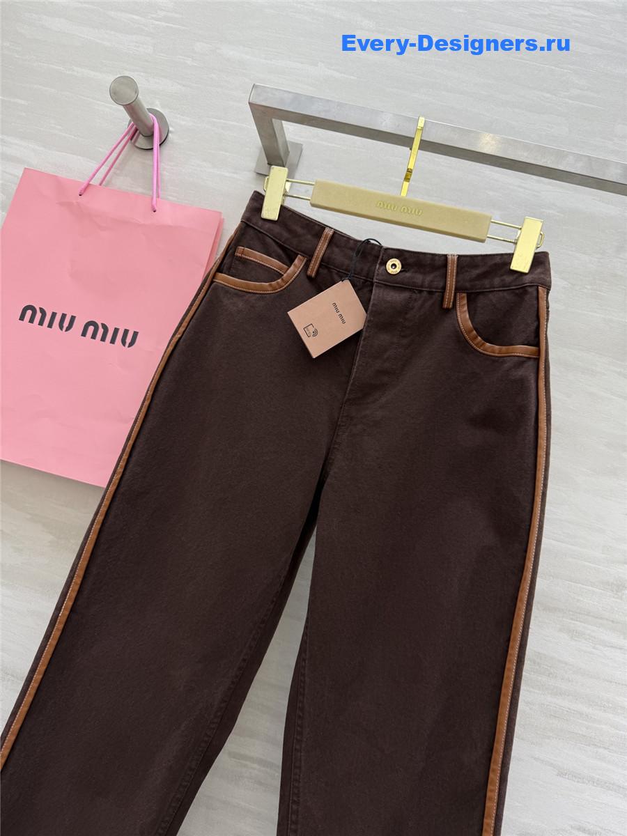 Miu Miu Brown Straight-leg Denim Trousers
