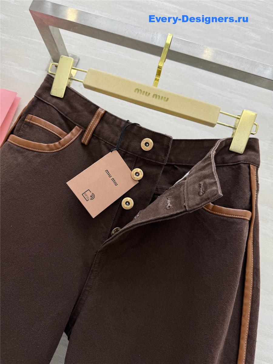 Miu Miu Brown Straight-leg Denim Trousers