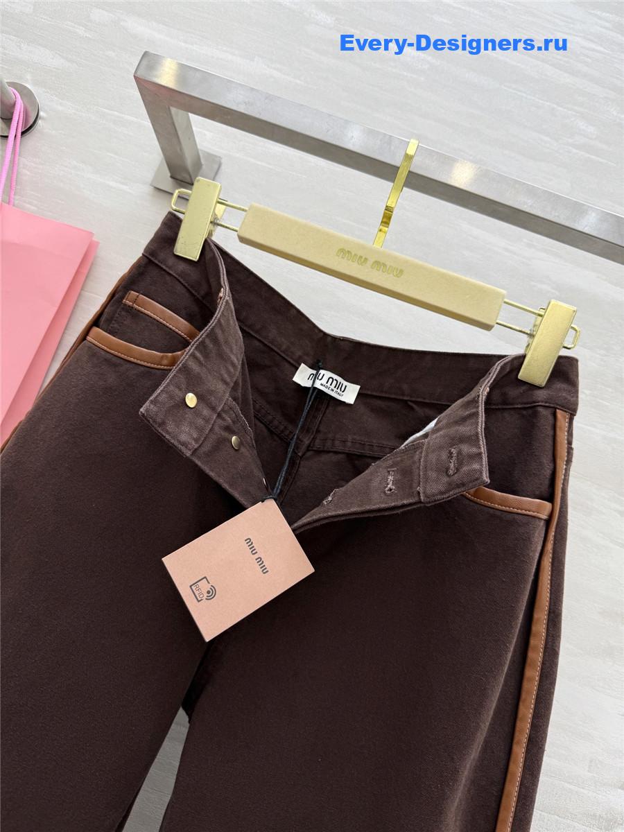 Miu Miu Brown Straight-leg Denim Trousers