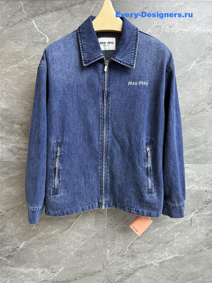 Miu Miu Blue Zip-up Denim Jacket