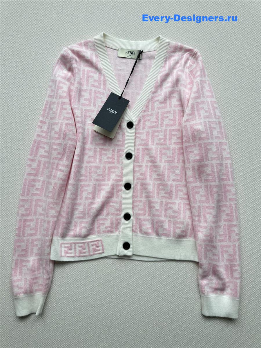 F**di pink ff v-neck cotton cardigan