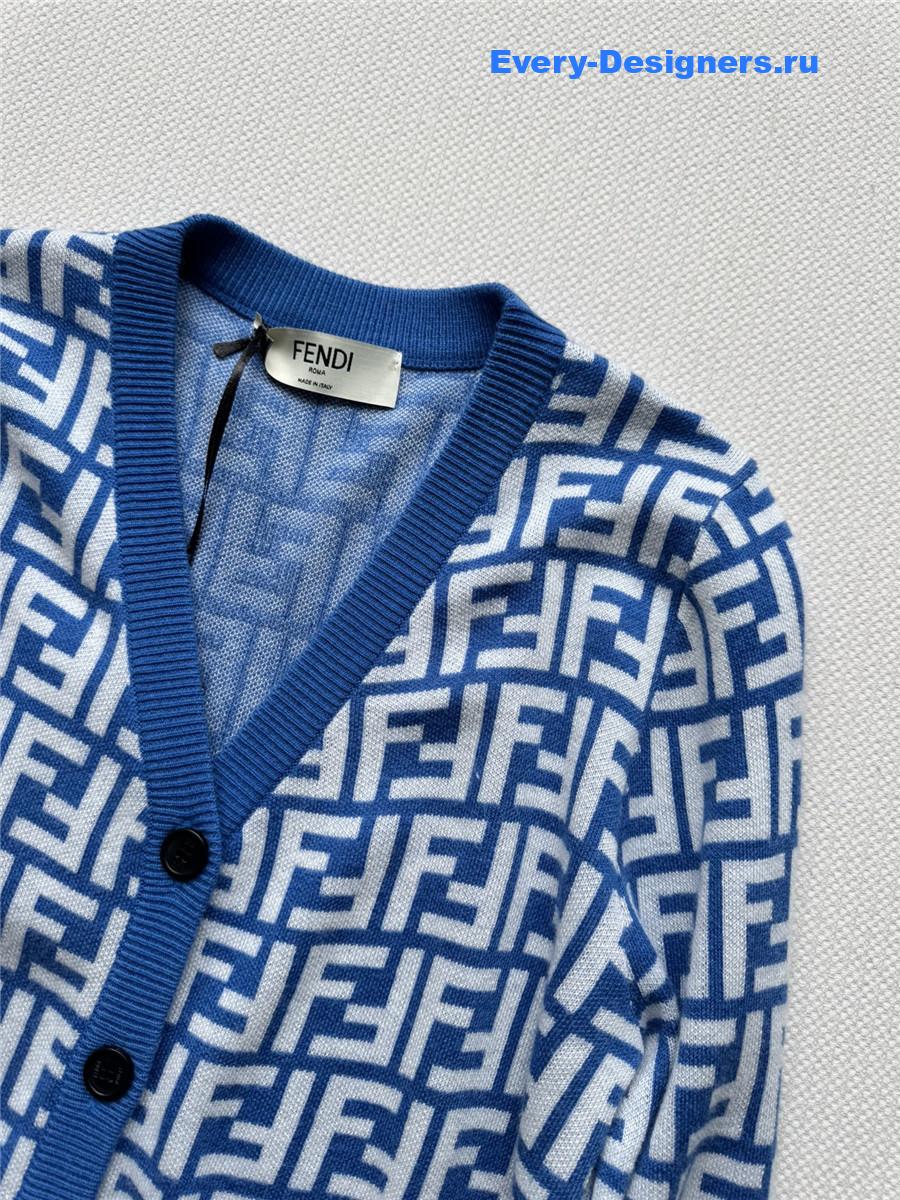 F**di blue ff v-neck cotton cardigan