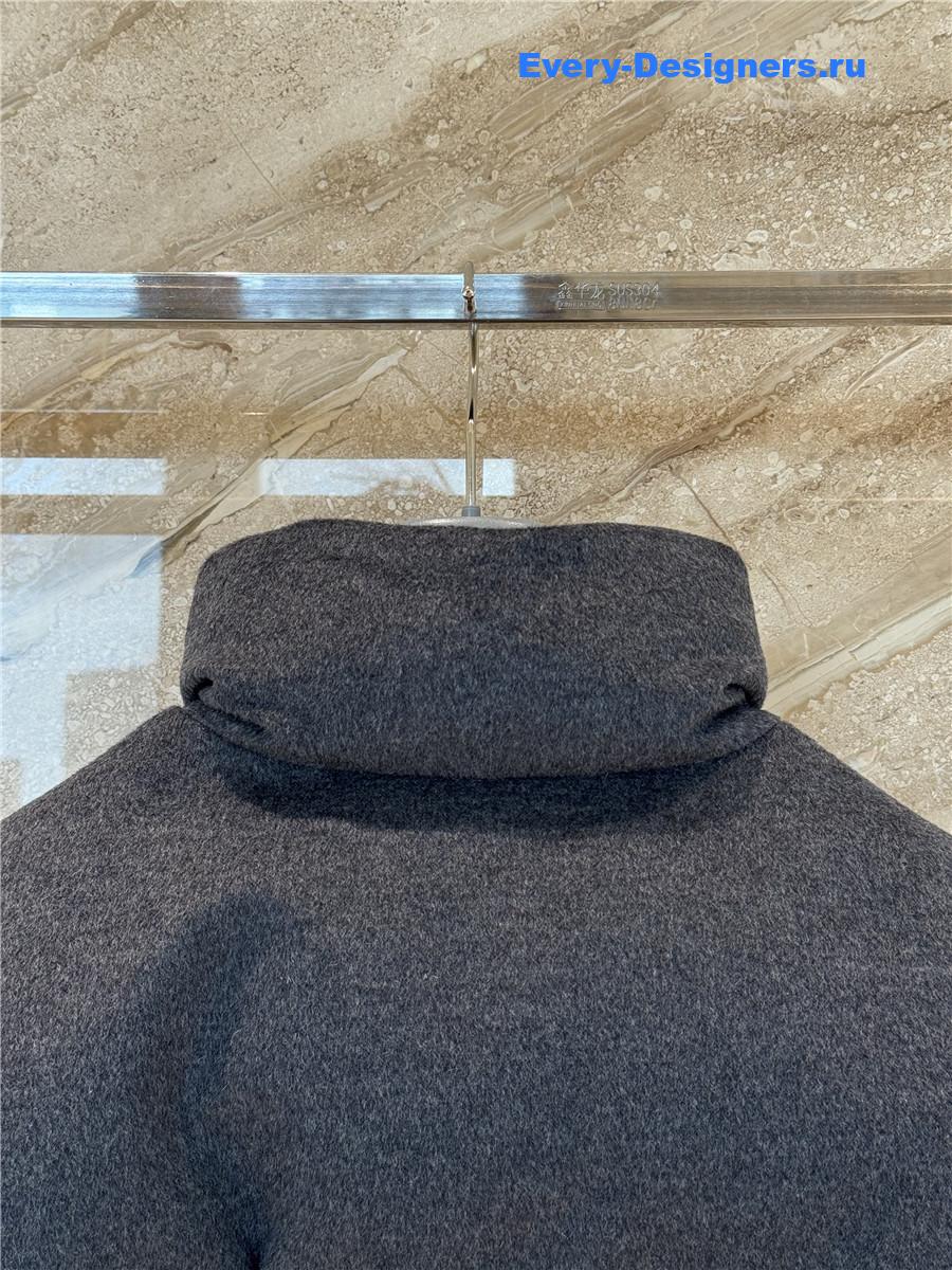 Pra*a belted logo-plaque down jacket