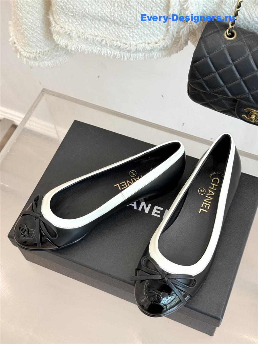 Ch**el black bow ballet flats