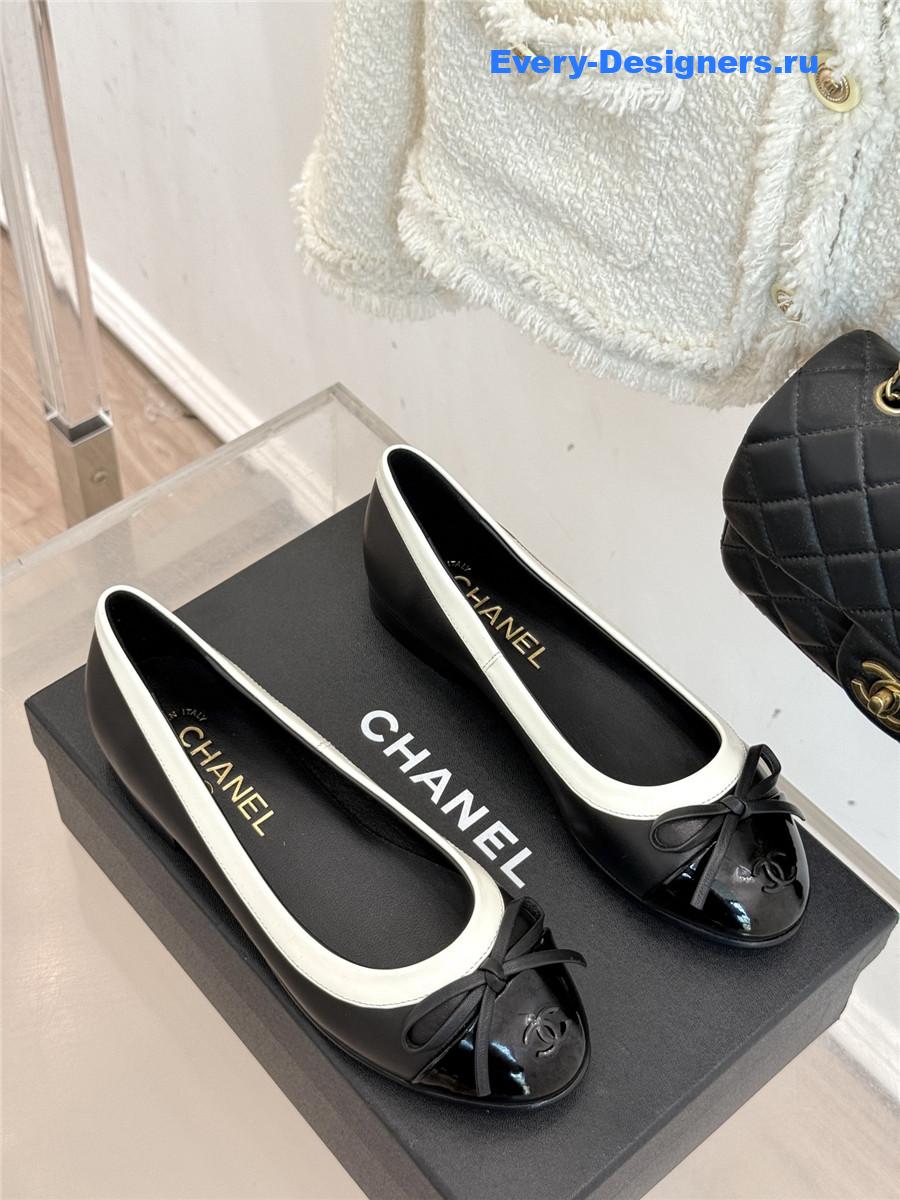 Ch**el black bow ballet flats