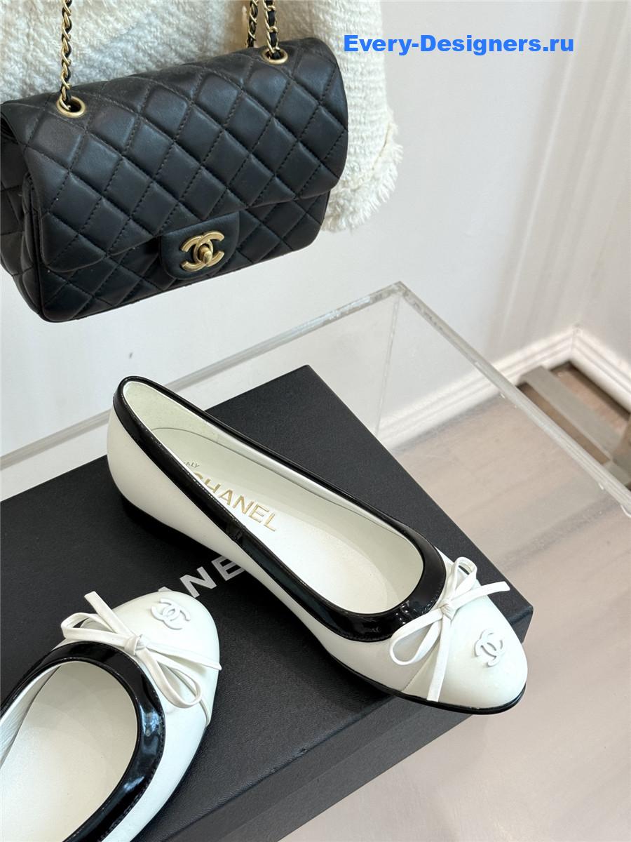 Ch**el white bow ballet flats