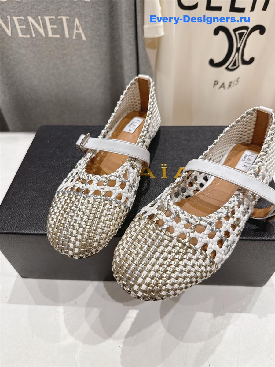 Alaia White Flat Mesh Ballet Flats