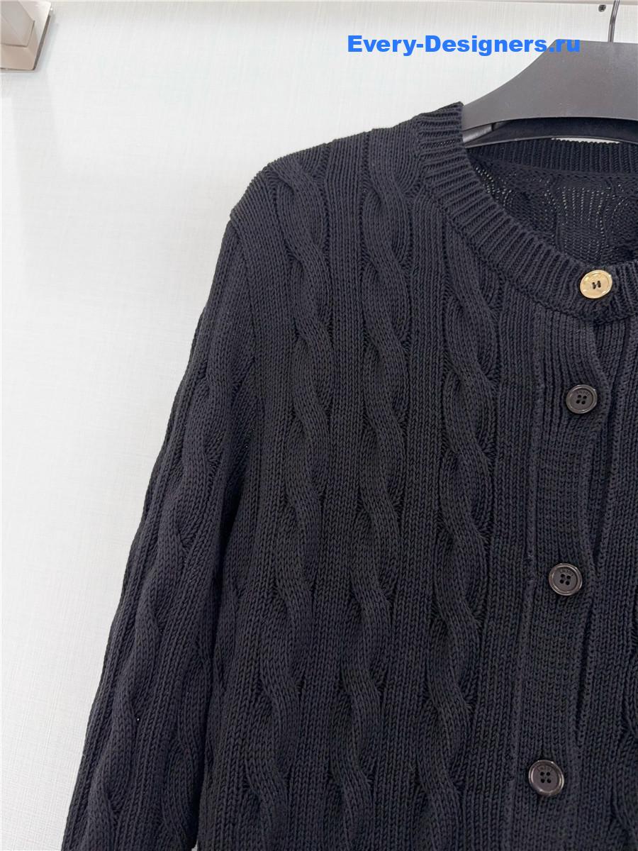 L0ew* black cable-knit logo-embroidered cardigan