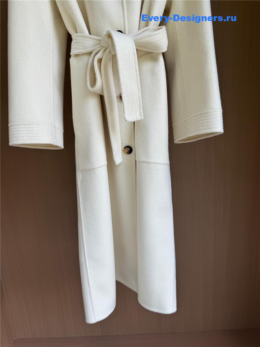 Max Mara V-neck Pocket Cashmere Beige Long Coat