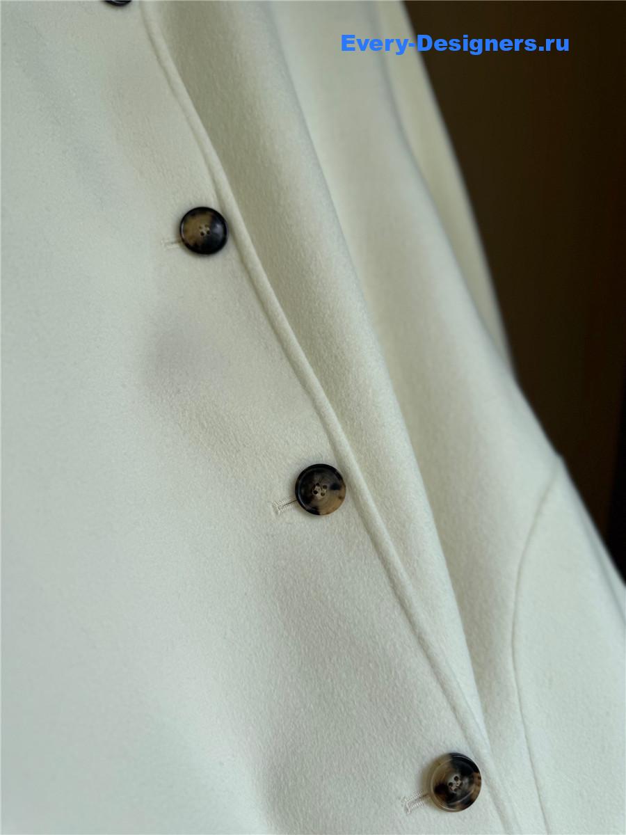 Max Mara V-neck Pocket Cashmere Beige Long Coat