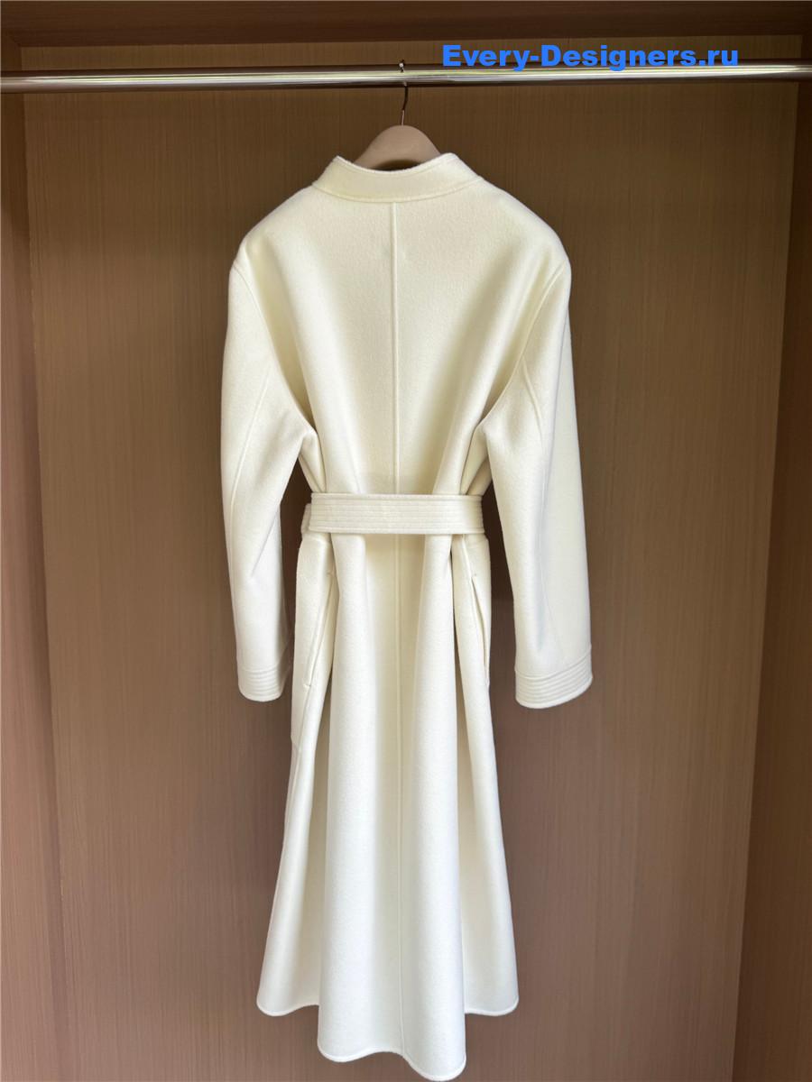 Max Mara V-neck Pocket Cashmere Beige Long Coat