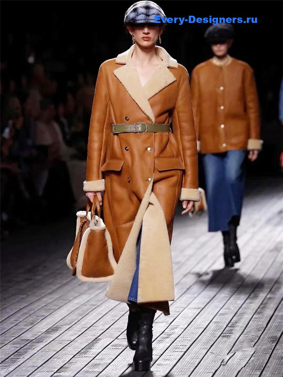 Ch**el brown shearling long coat