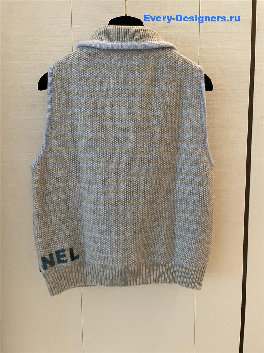 Ch**el cc grey striped sleeveless tank top