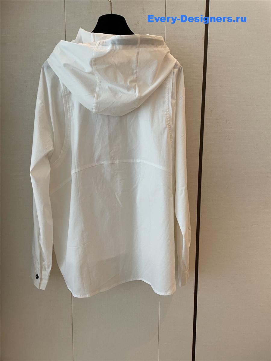 Ch**el white hooded drawstring shirt