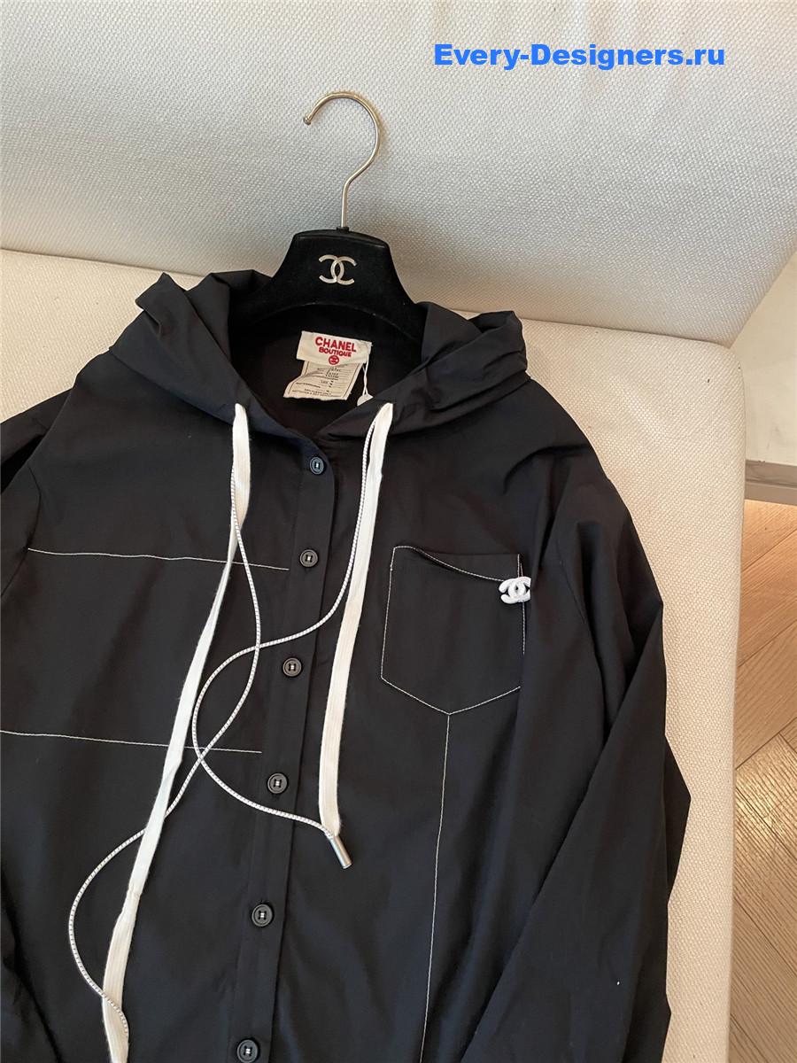 Ch**el black hooded drawstring shirt
