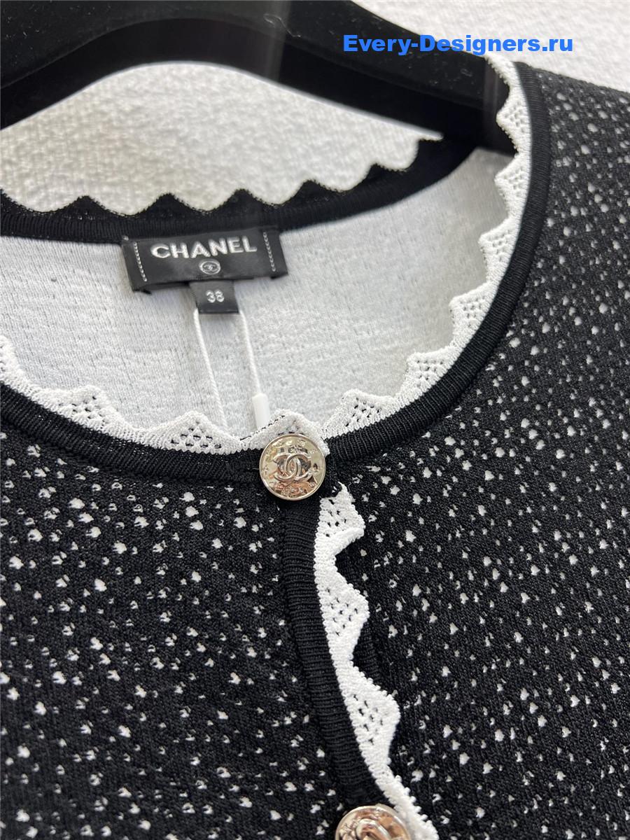 Ch**el color-block lace knit cardigan