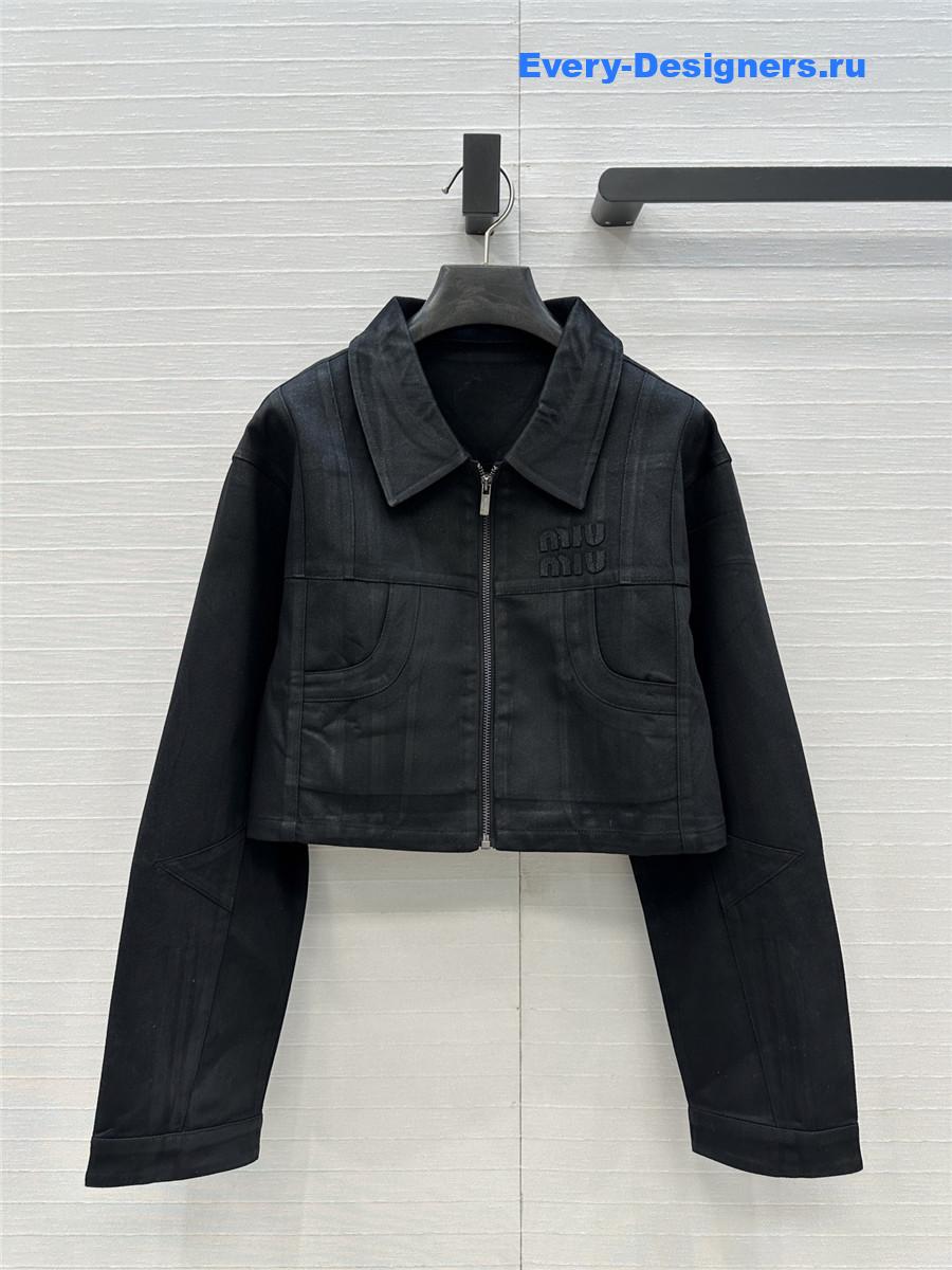 Miu Miu black cropped denim jacket