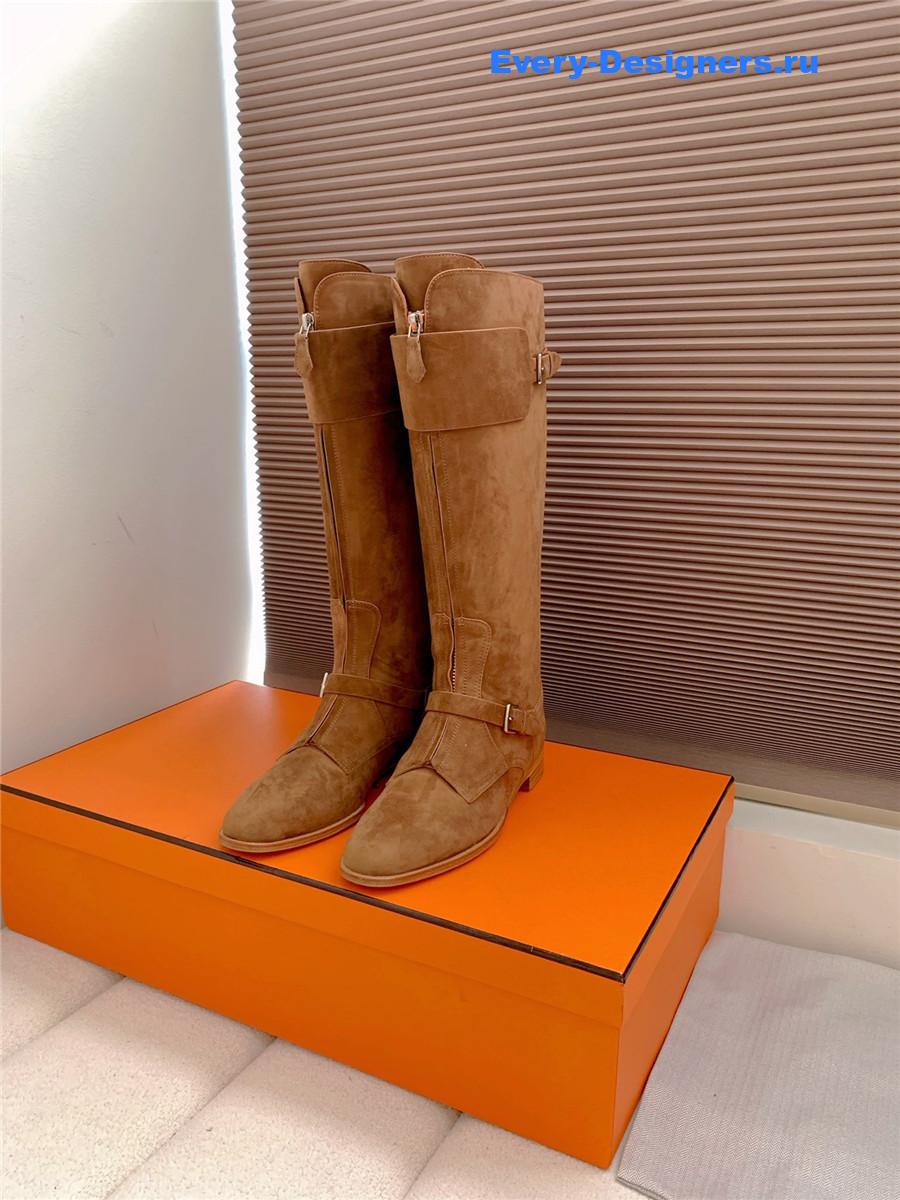 H**me5 brown suede front zip riding boot