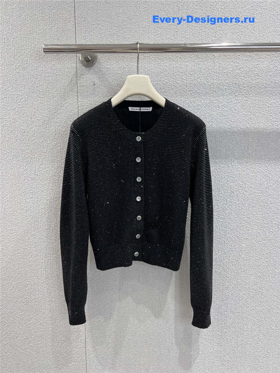 A1exa*der wang black crystal-embellished wool cardigan