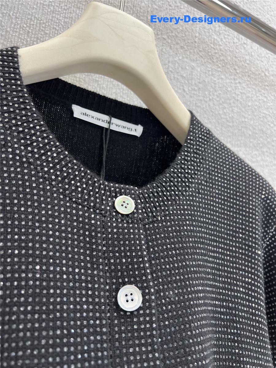 A1exa*der wang black crystal-embellished wool cardigan