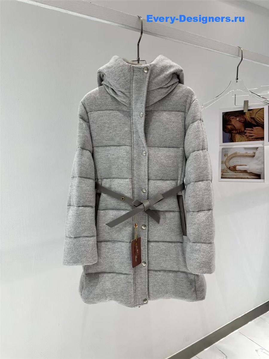 L0r0 P1ana mink cashmere grey tie-waist coat