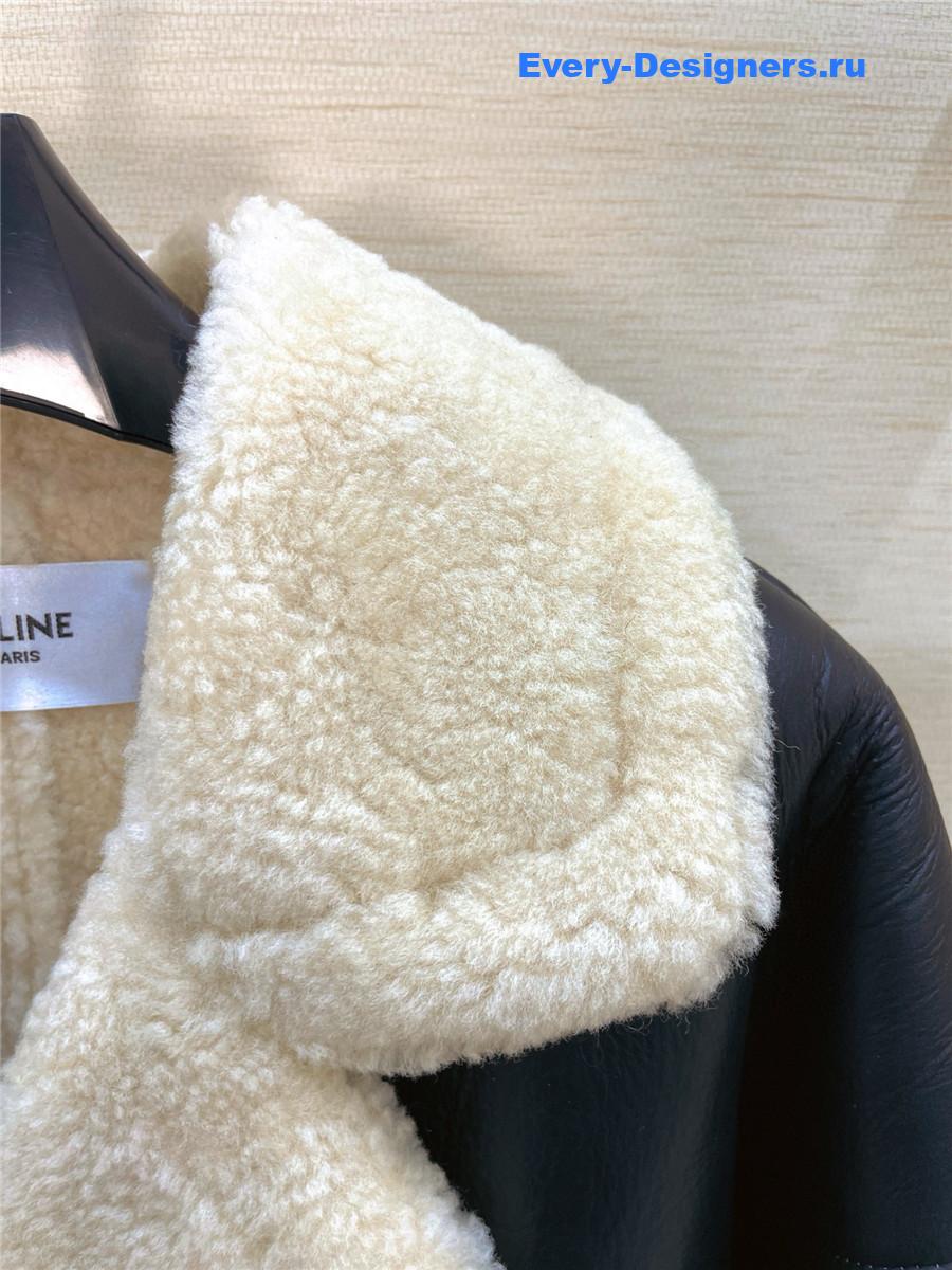 Ce1i*e lack suede shearling coat