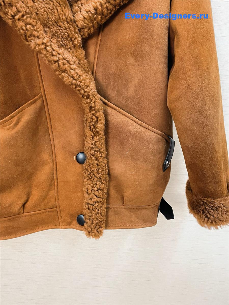 Ce1i*e brown suede shearling coat