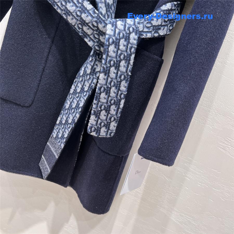 D10r blue double wool hooded coat