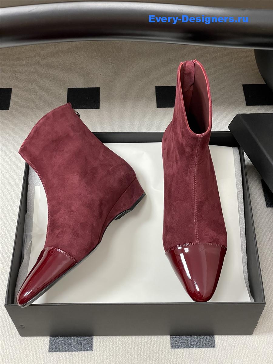 Alaia Burgundy Pointed Suede Ankle Boots
