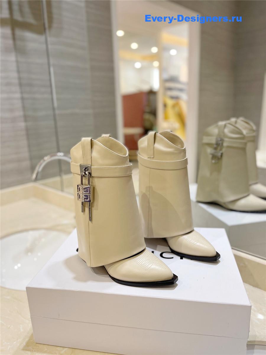 Givenchy 60mm Shark Lock Cowboy White Leather Boots
