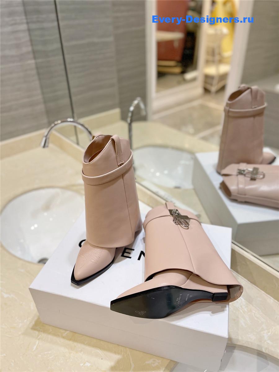 Givenchy 60mm Shark Lock Cowboy Beige Leather Boots