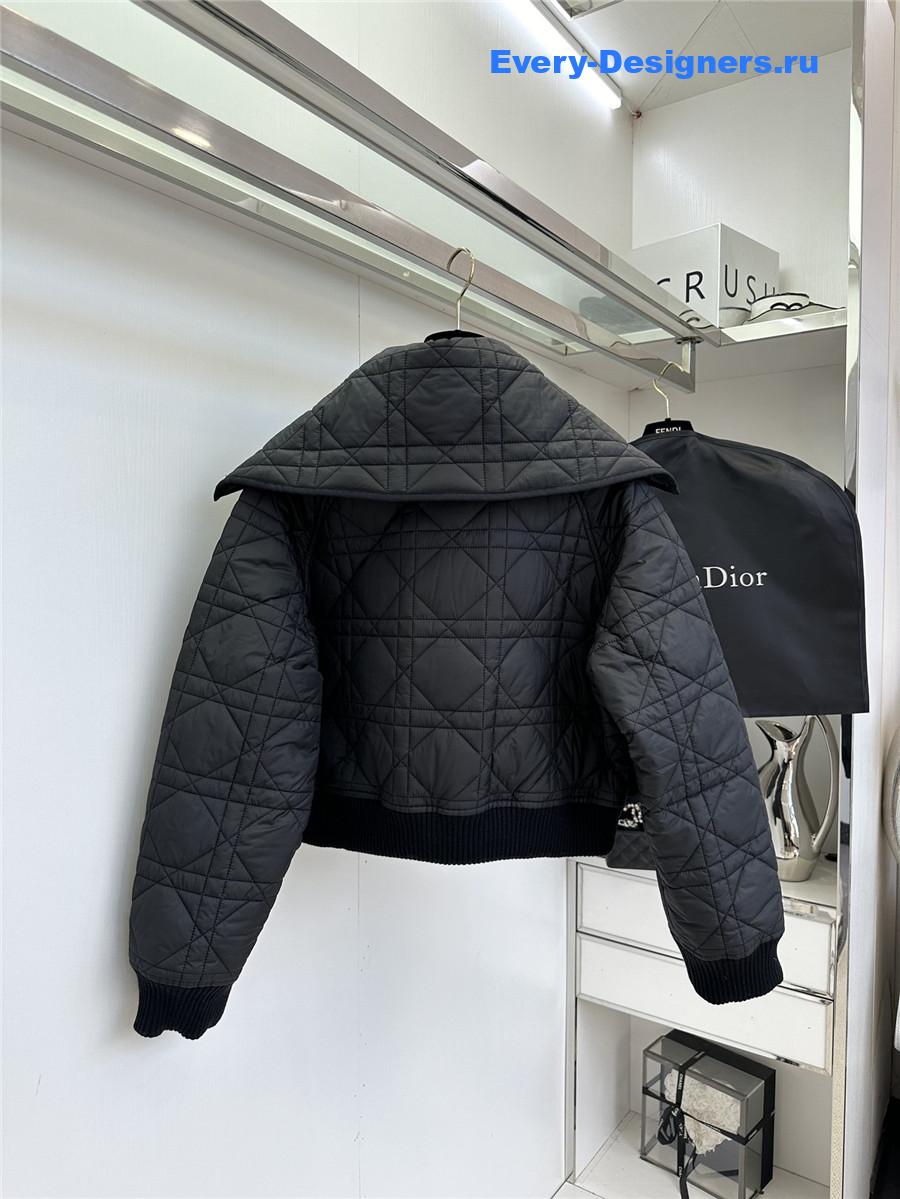 D10r black macrocannage oversized collar bomber jacket