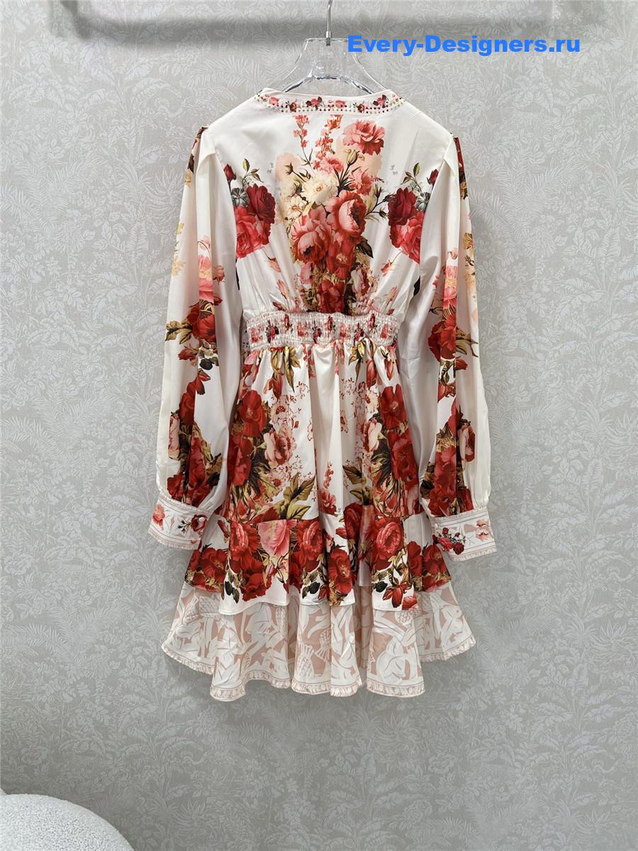 Zimm V-neck rose print dress