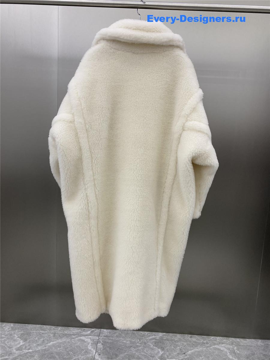 Max Mara White Alpaca Faux Fur Coat