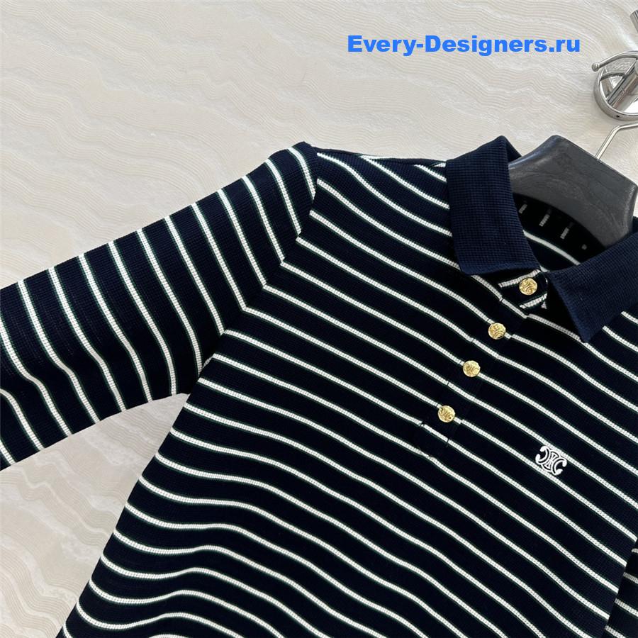Ce1i*e striped cotton polo shirt
