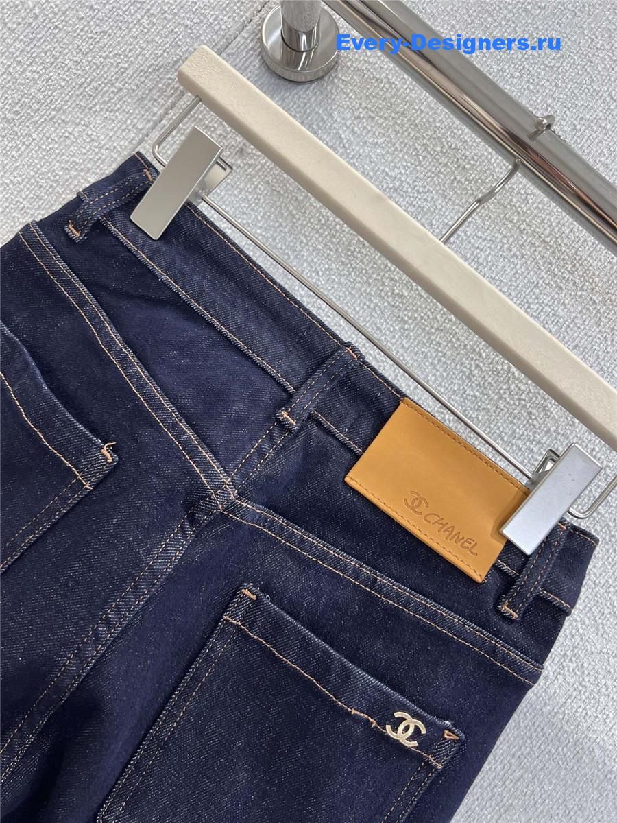 Ch**el blue wide leg denim jeans