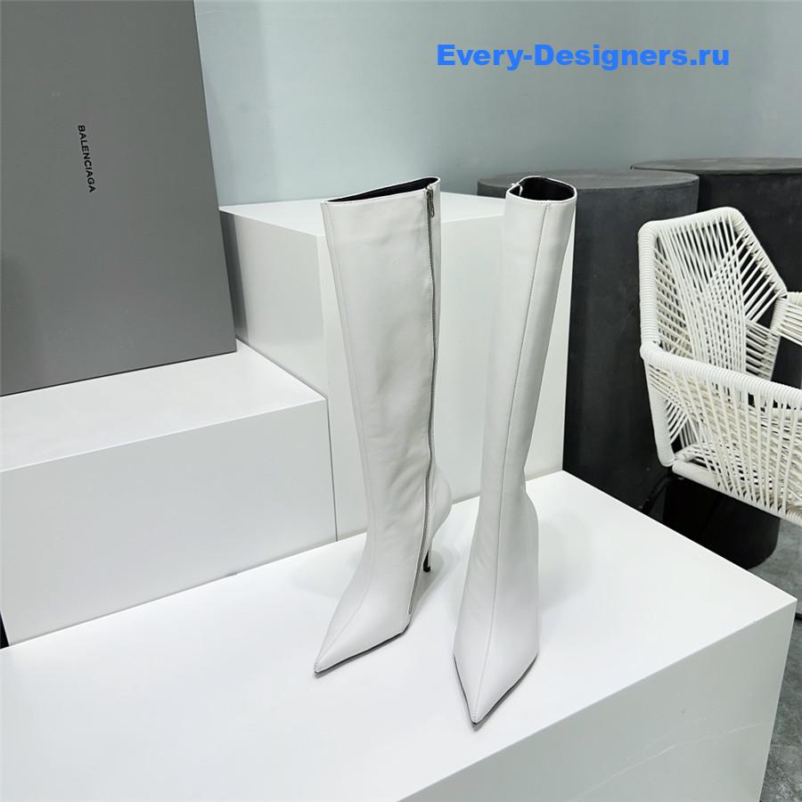 Ba1en*iaga white zipper pointed toe long boots
