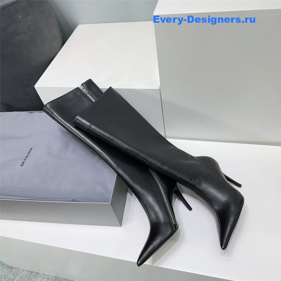 Ba1en*iaga black zipper pointed toe long boots