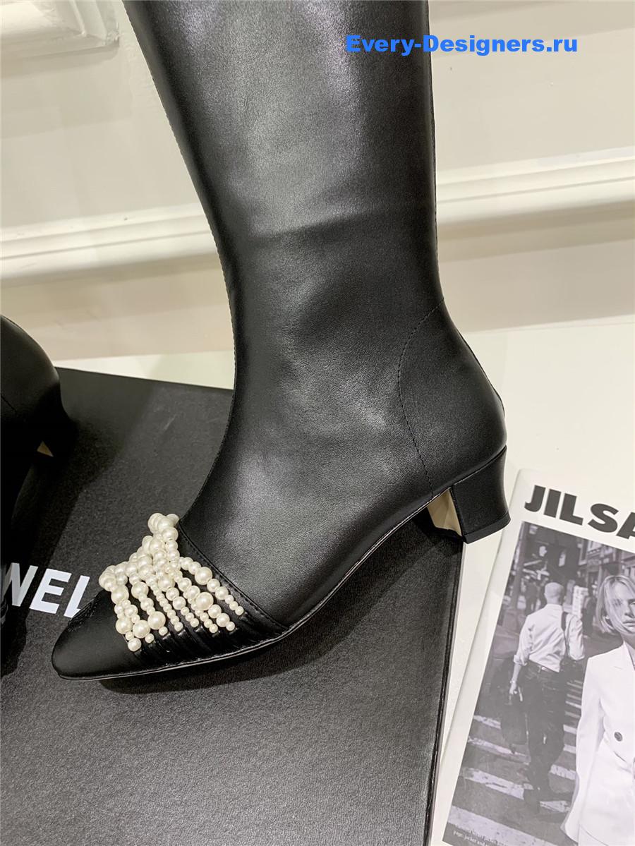 Ch**el black cc knee high boots