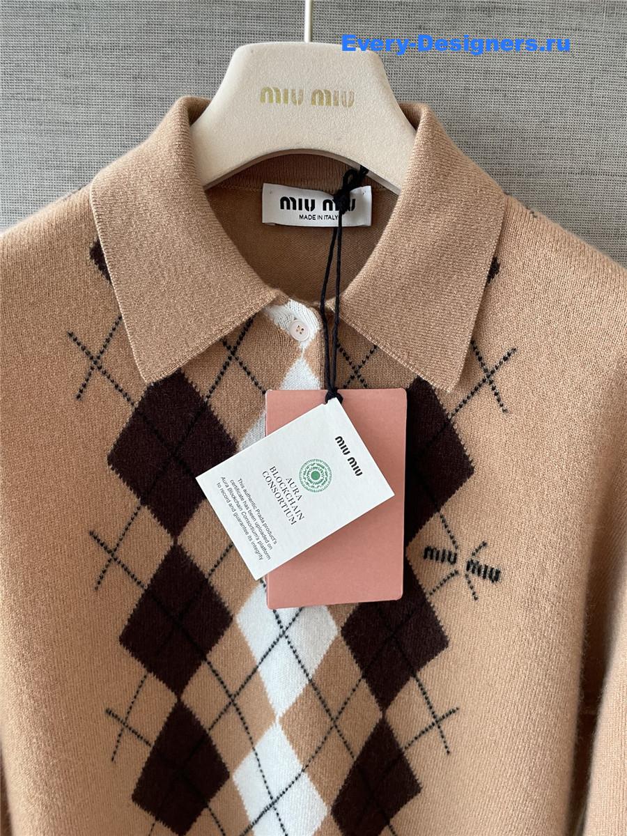 miu miu D1am0nd pattern polo sweater